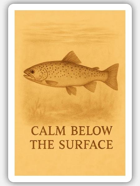 Empreinte de truite calme sous la surface - Sticker taille S (10 x 10 cm) - blanc mat