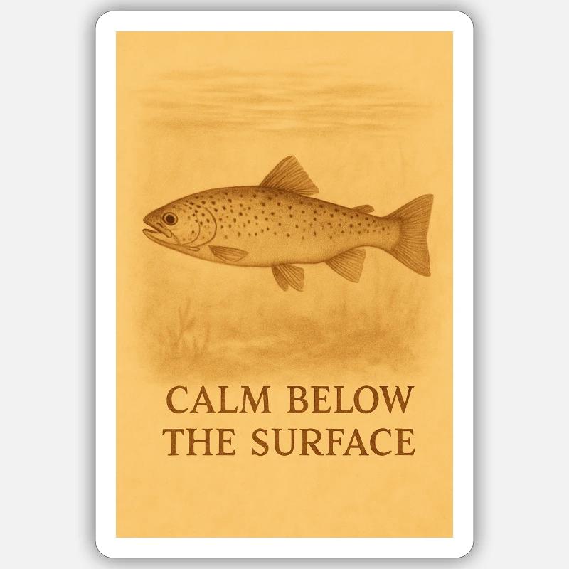 Empreinte de truite calme sous la surface - Sticker taille S (10 x 10 cm) - blanc mat