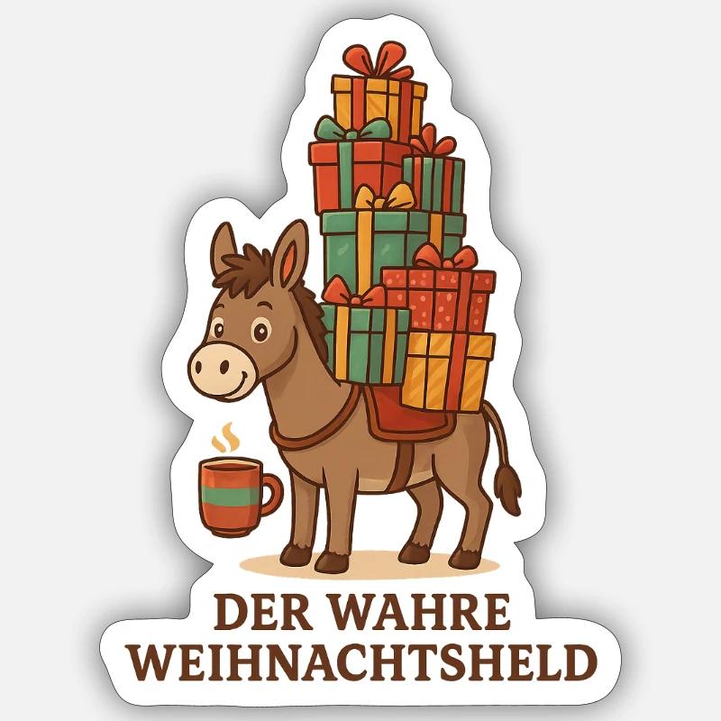 Der wahre Weihnachtsheld - Sticker Größe S (10 x 10 cm) - Mattweiß