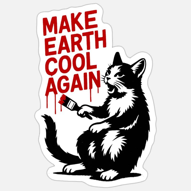 Make Earth Cool Again Wolf Print - Sticker Größe S (10 x 10 cm) - Mattweiß