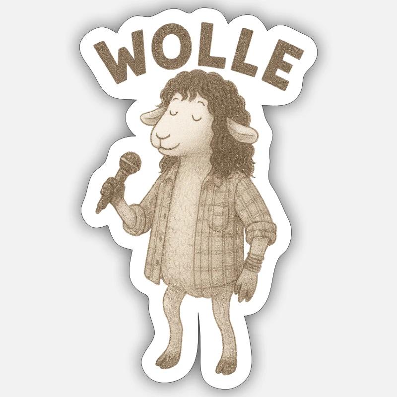 Wolle Schaf mit Mikrofon - Sticker Größe S (10 x 10 cm) - Mattweiß