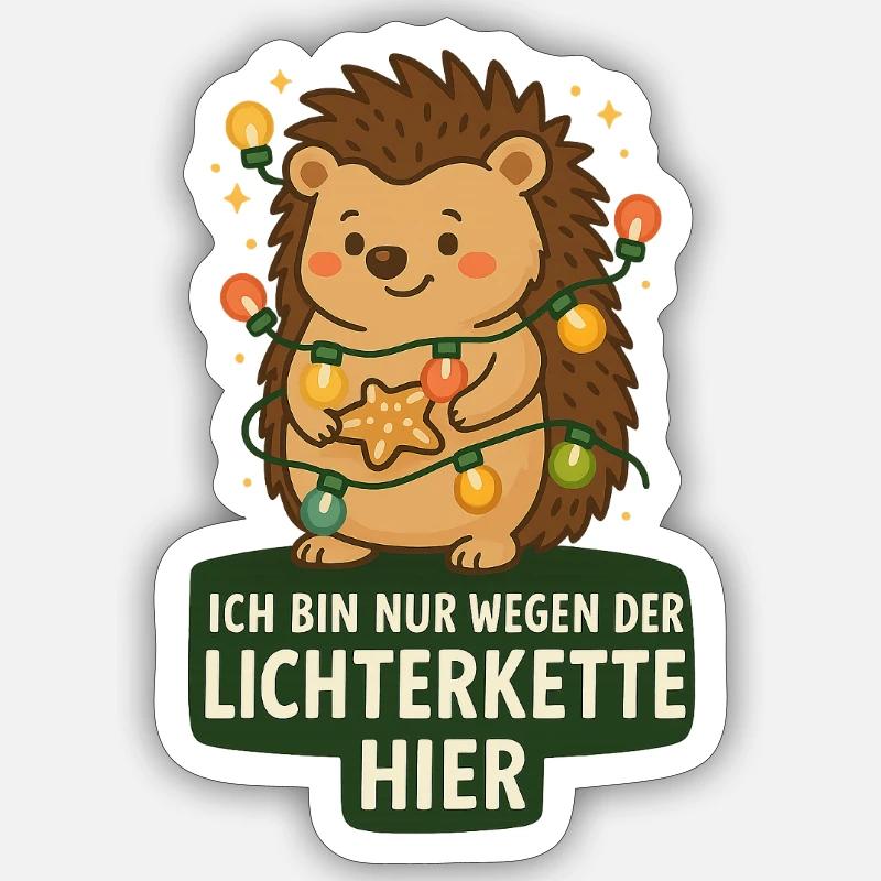 Igel mit Lichterkette Sticker