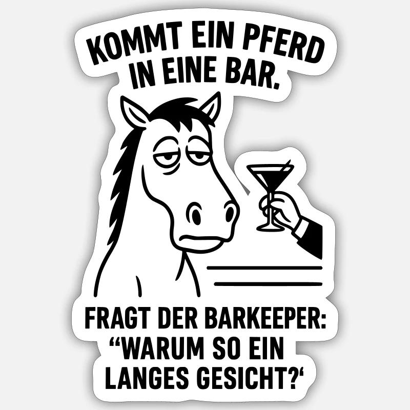 pferd in bar Sticker Größe S (10 x 10 cm)
