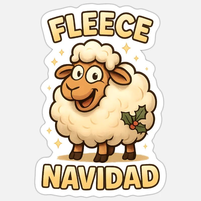Navidad de toison - Sticker taille S (10 x 10 cm) - blanc mat