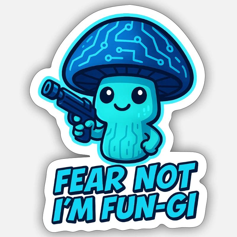 Champignon Robo Champignon - Sticker taille S (10 x 10 cm) - blanc mat