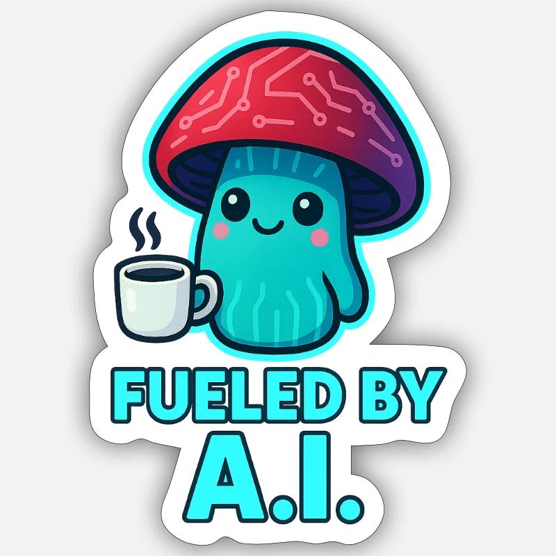 Boost au café champignon KOWAI - Sticker taille S (10 x 10 cm) - blanc mat