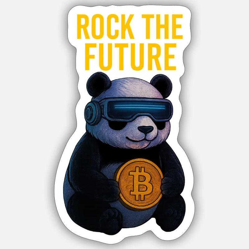 Rock the Future Panda Bitcoin - Sticker size S (10 x 10 cm) - white matte