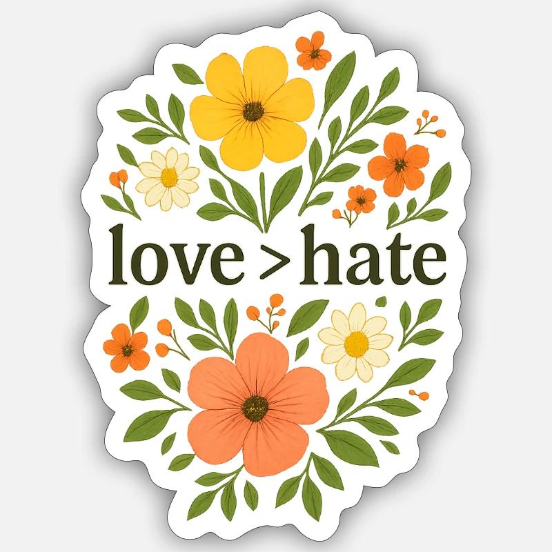 Love > Hate Love is bigger than hate - Sticker size S (10 x 10 cm) - white matte