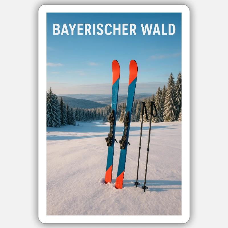 Bavarian Forest Skiing Experience - Sticker size S (10 x 10 cm) - white matte