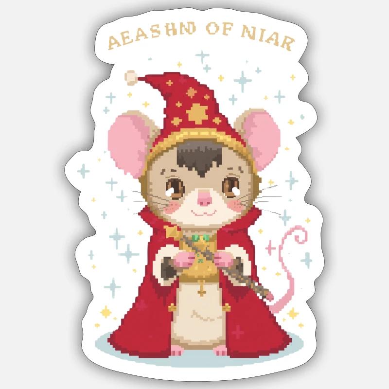 Magic Witch Mouse Sticker size S (10 x 10 cm)