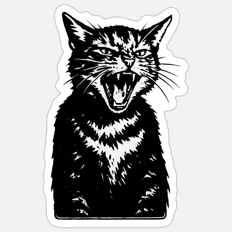 Screaming Cat Silhouette - Sticker size S (10 x 10 cm) - white matte