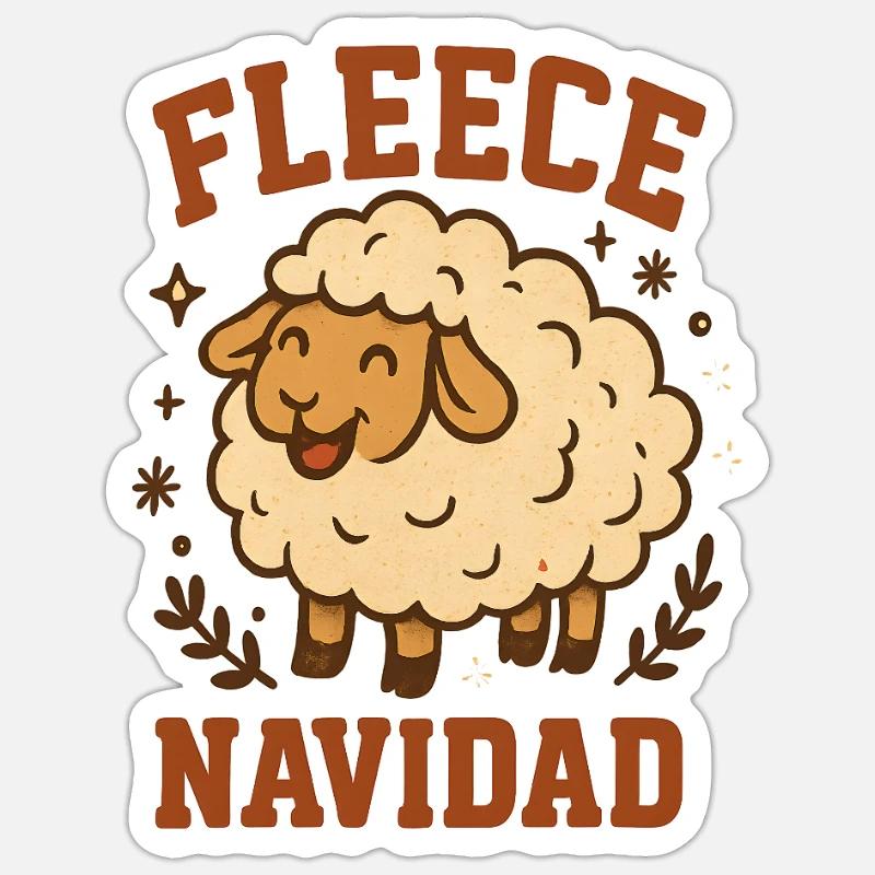 Fleece Navidad Schäfchen - Sticker Größe S (10 x 10 cm) - Mattweiß