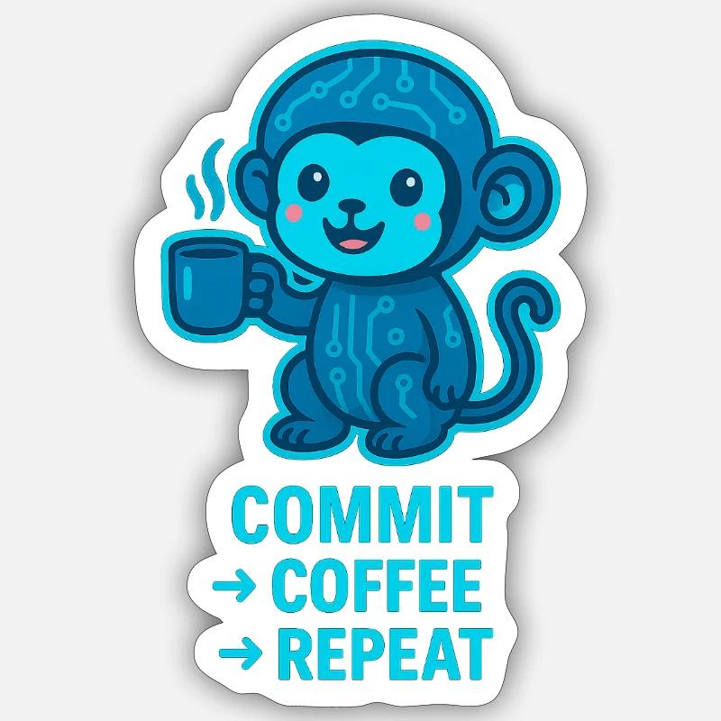 TechMonkey Coffee Rhythm - Sticker size S (10 x 10 cm) - white matte