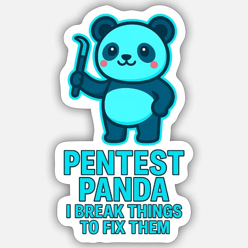 Pentest Panda: Fixing Errors - Sticker size S (10 x 10 cm) - white matte
