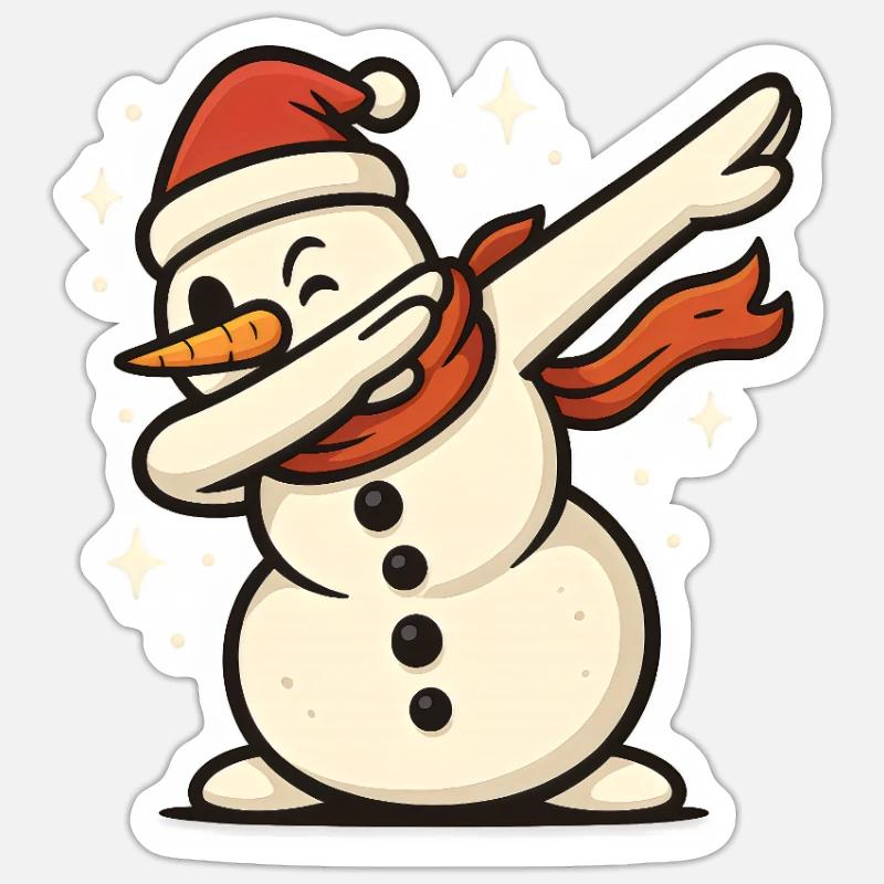 Dabbender Schneemann Dab Snowman - Sticker Größe S (10 x 10 cm) - Mattweiß