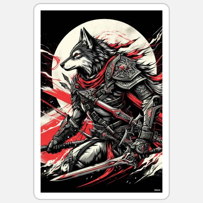 Moonlit Warwolf Armor - Sticker size S (10 x 10 cm) - white matte