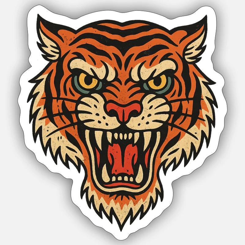 Wild Tiger Head Patch Design Sticker size S (10 x 10 cm)
