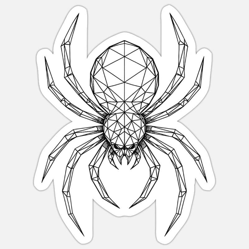 Geometric Spider Drawing - Sticker size S (10 x 10 cm) - white matte