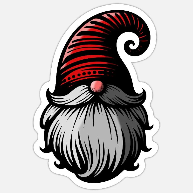 Elfe de Noël nordique. Gnome. Elfe de Noël. - Sticker taille S (10 x 10 cm) - blanc mat