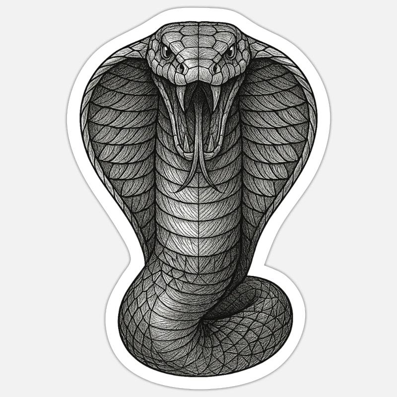 Cobra Graphite Line Illustration - Sticker size S (10 x 10 cm) - white matte