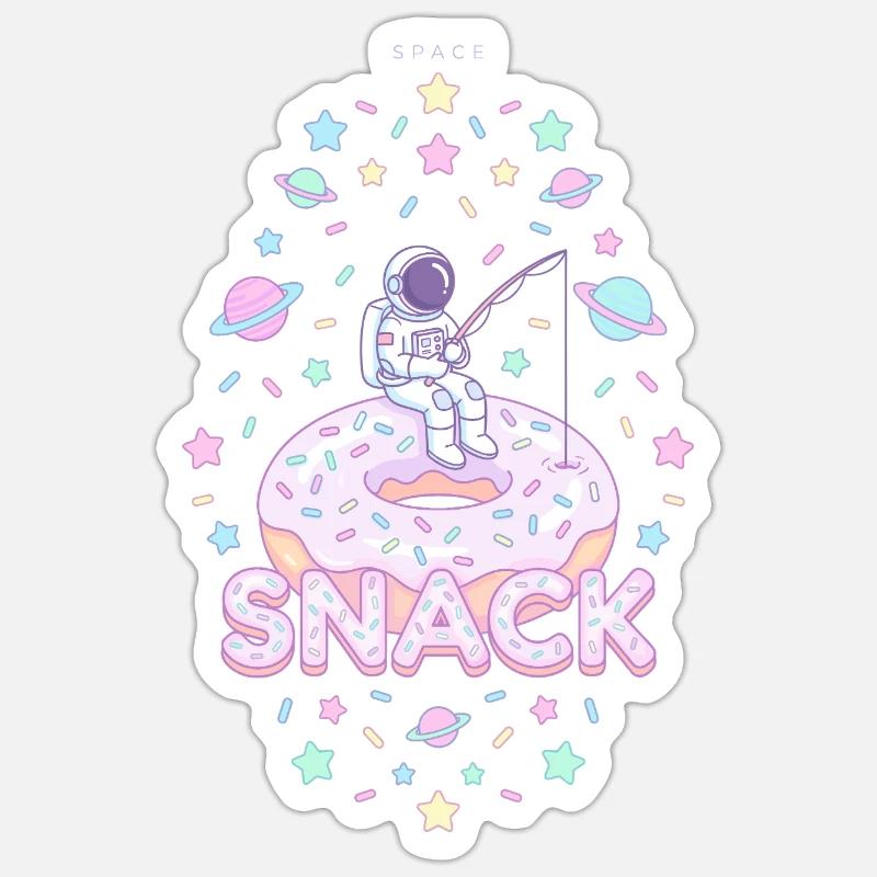 Astronaut Donut Snack - Sticker Größe S (10 x 10 cm) - Mattweiß