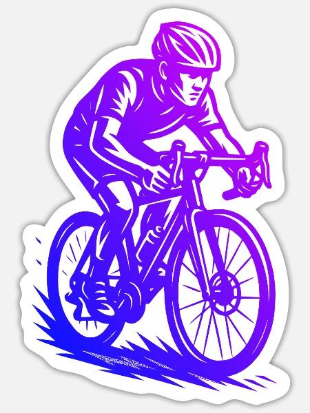 Minimalistisches Roadbike Motiv - Sticker Größe S (10 x 10 cm) - Mattweiß