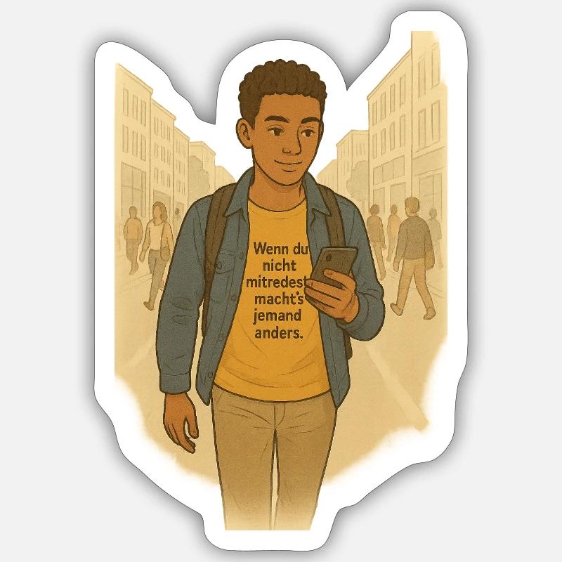 Self-confident participation - Sticker size S (10 x 10 cm) - white matte