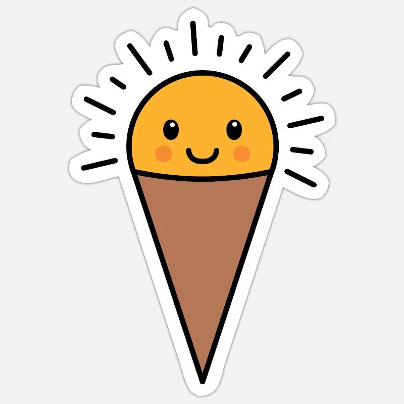 Kawaii Vanille Eis - Sticker size S (10 x 10 cm) - white matte