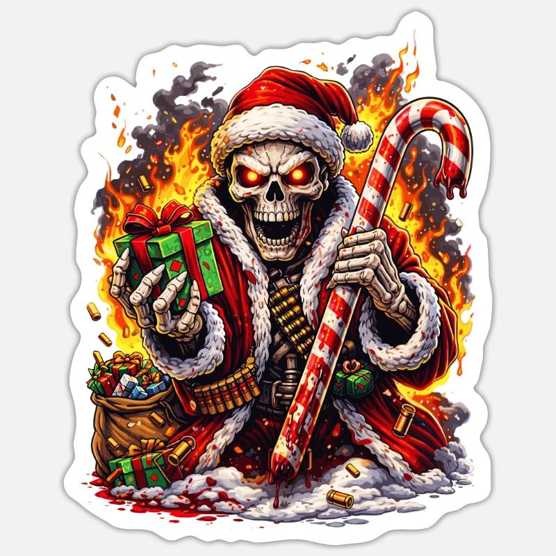 Squelette de Feu avec Canne d’Orge Sticker taille S (10 x 10 cm)