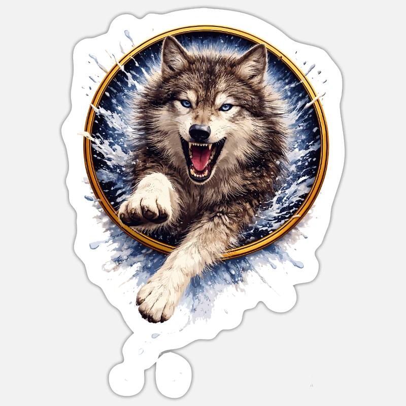 Wolfsring Spritzangriff - Sticker Größe S (10 x 10 cm) - Mattweiß