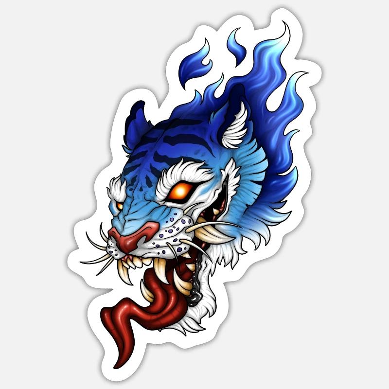 OniTiger - Sticker Größe S (10 x 10 cm) - Mattweiß