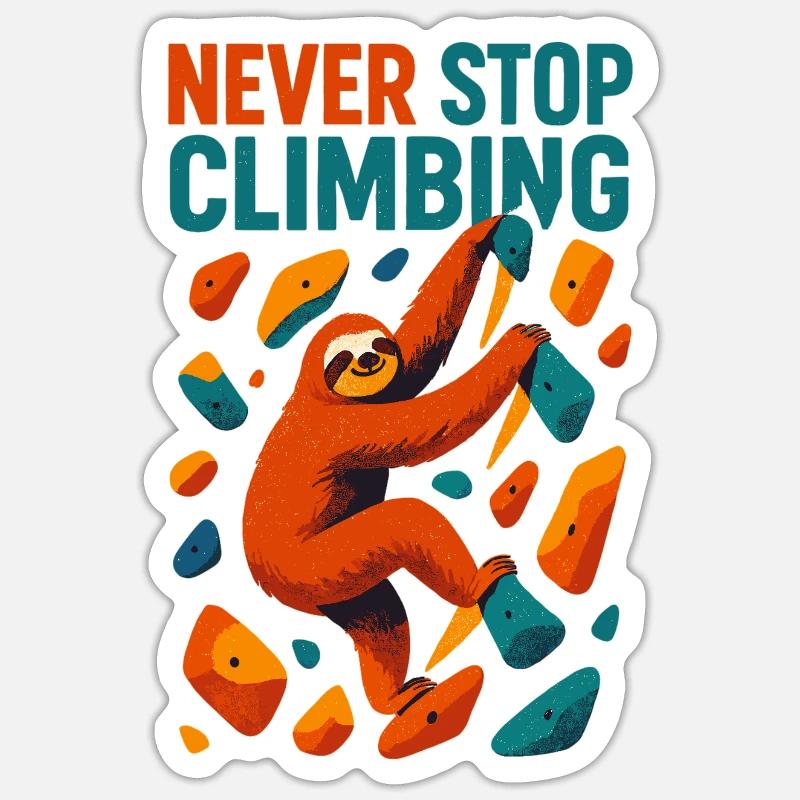 Bouldering Sloth Climbing Motivation Gift - Sticker size S (10 x 10 cm) - white matte