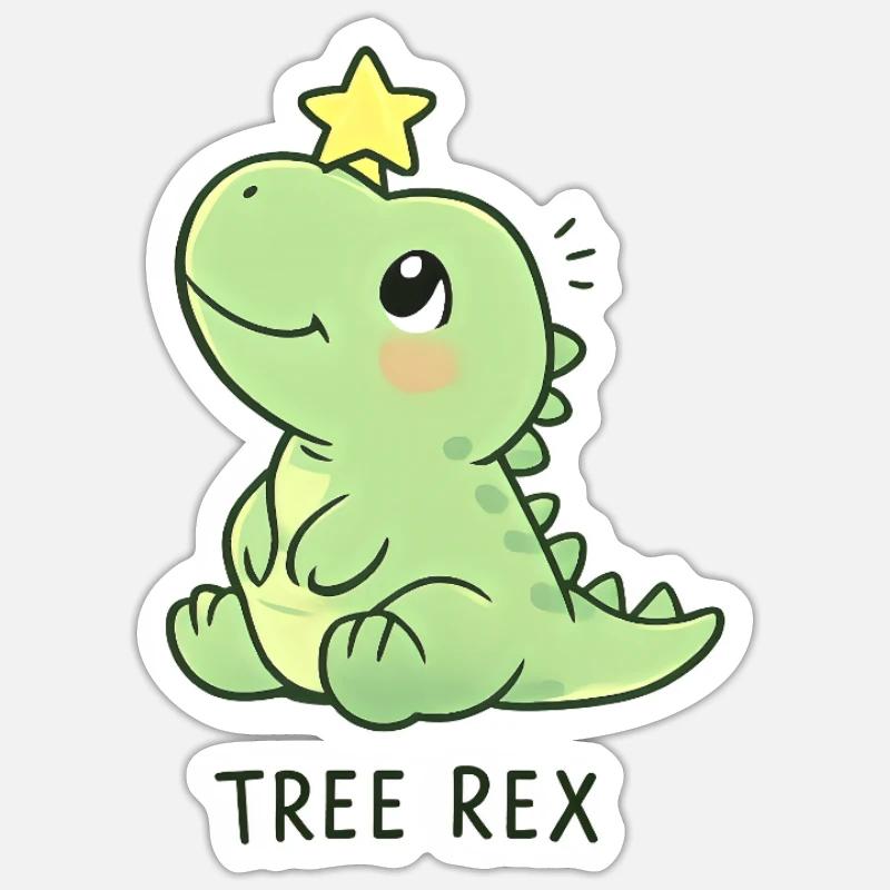 Tree Rex Dinosaur T-Rex - Sticker taille S (10 x 10 cm) - blanc mat