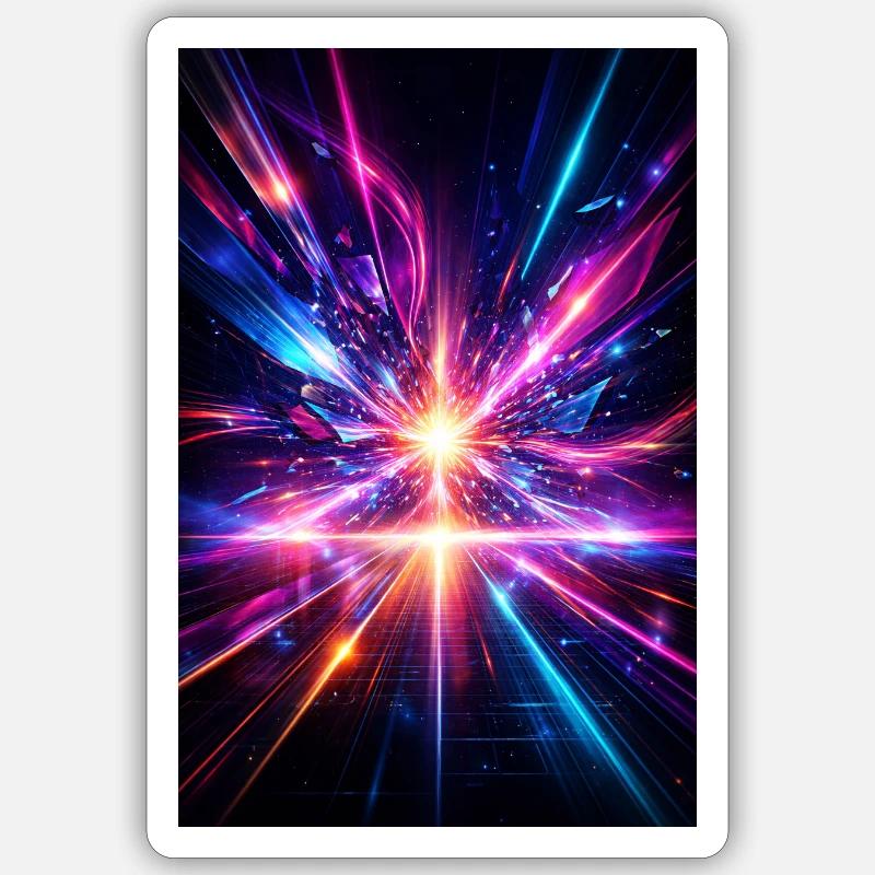 Neonstrahlen Explosion Sticker Größe S (10 x 10 cm)