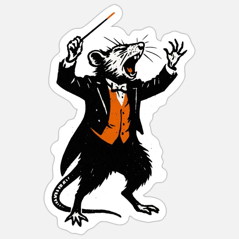 Ratte als Dirigent im Smoking Sticker Größe S (10 x 10 cm)