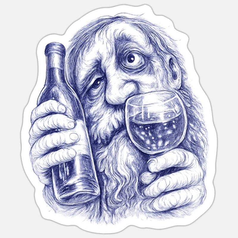 Bacchus | Wine-drunk old gentleman Sticker size S (10 x 10 cm)