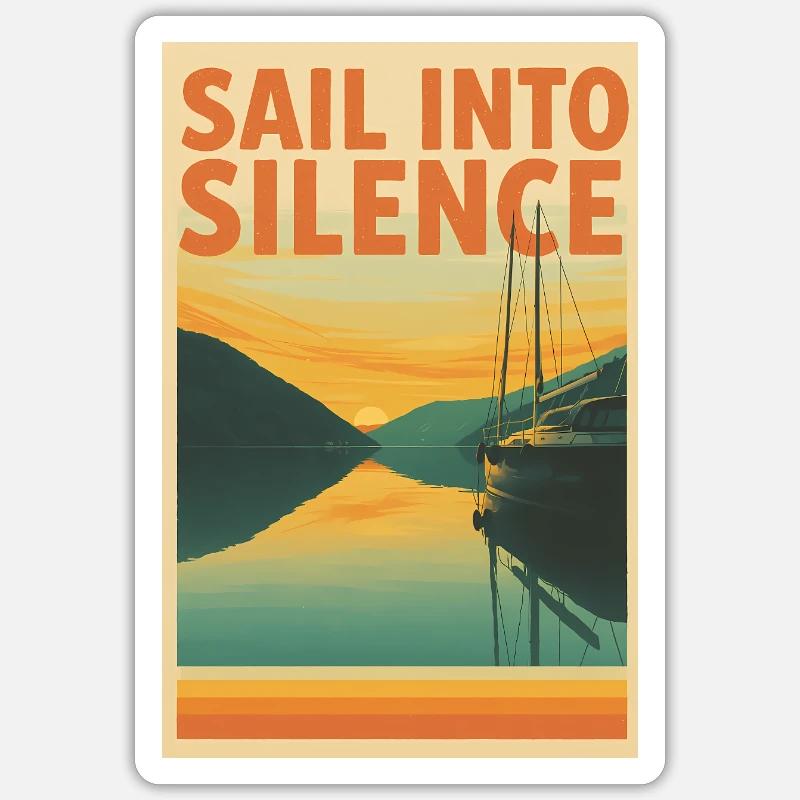 Sail into Silence - Sticker Größe S (10 x 10 cm) - Mattweiß