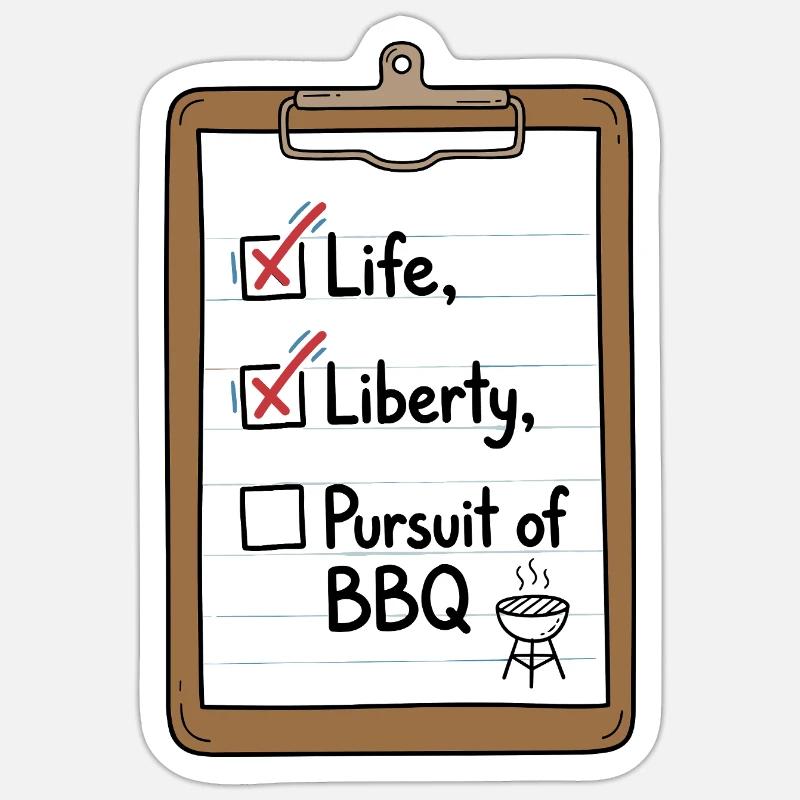 Life Liberty BBQ Checklist - Sticker size S (10 x 10 cm) - white matte