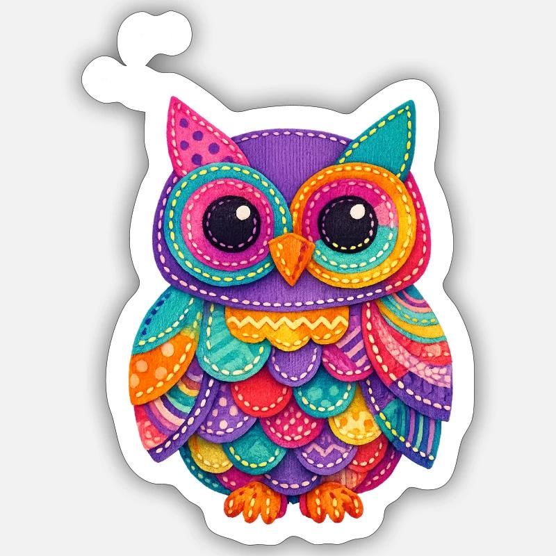 Patchwork Eulenzauber - Sticker Größe S (10 x 10 cm) - Mattweiß