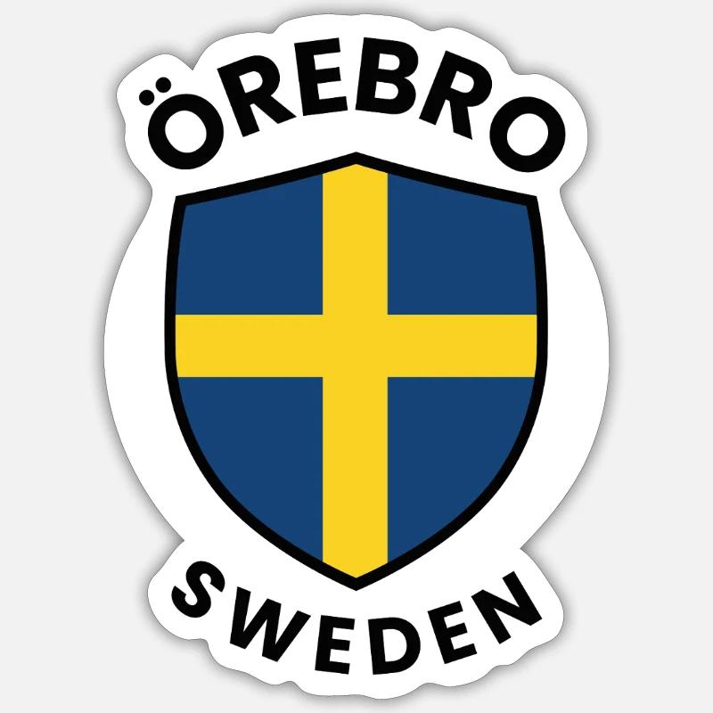 Drapeau du Bouclier d’Örebro Suède - Sticker taille S (10 x 10 cm) - blanc mat