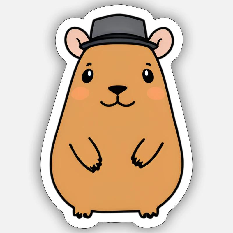 Kapu Capybara with Felt Hat Sticker size S (10 x 10 cm)