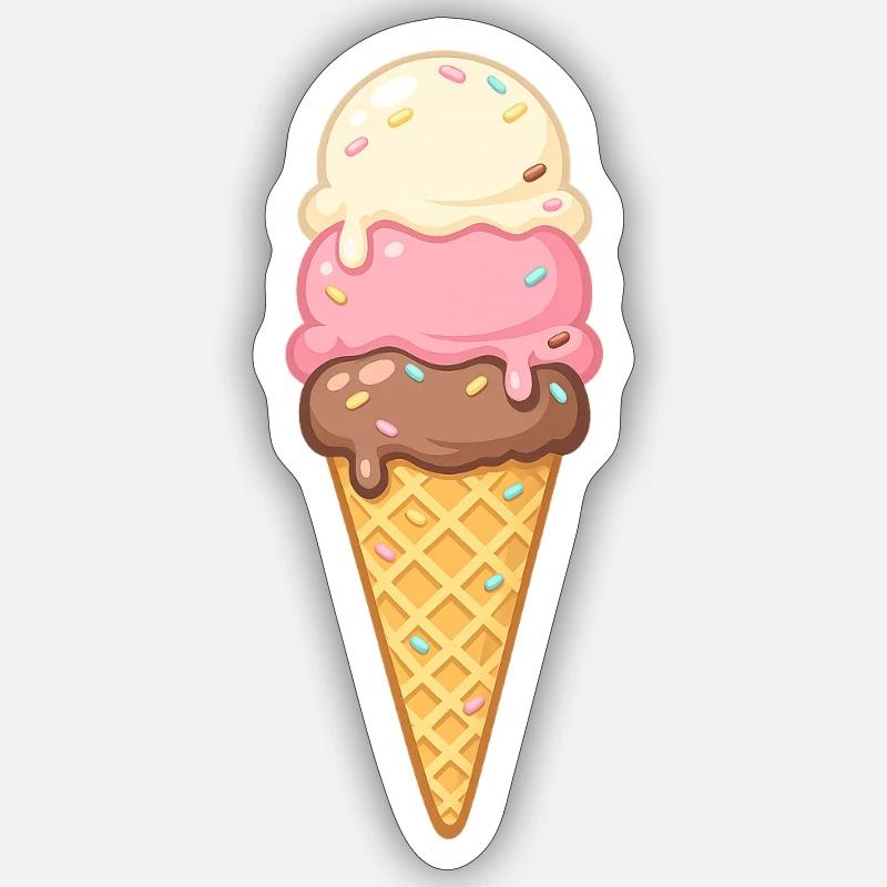 Dreischicht Eiscreme im Cone Sticker Größe S (10 x 10 cm)