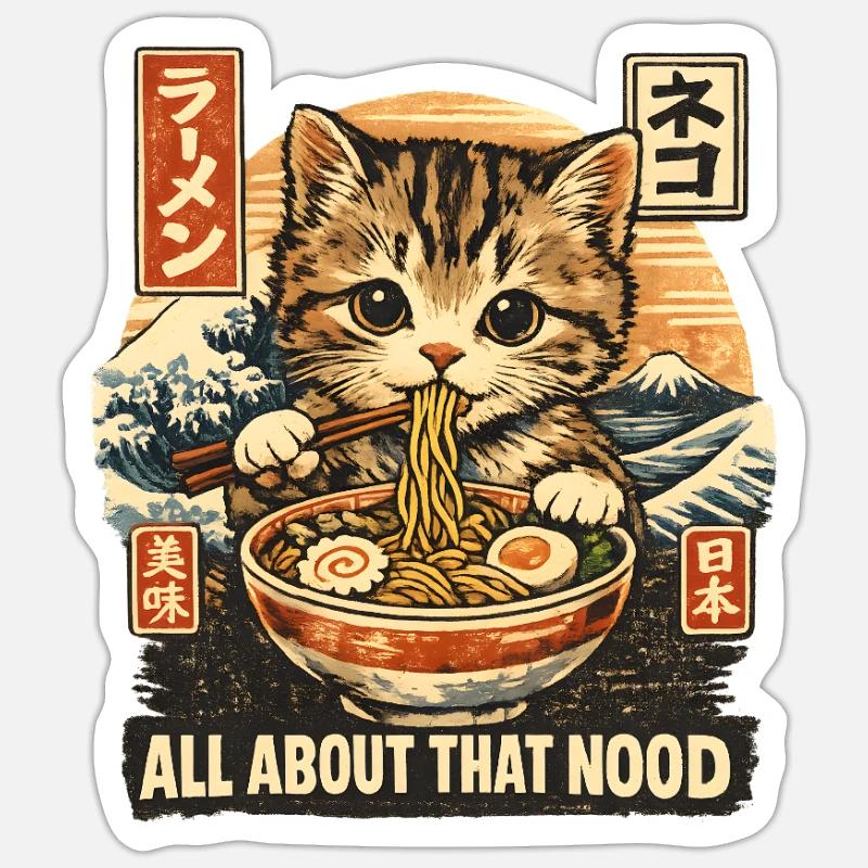 Ramen - Sticker Größe S (10 x 10 cm) - Mattweiß