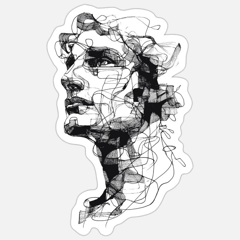 Shadow Braid Silhouette - Sticker size S (10 x 10 cm) - white matte