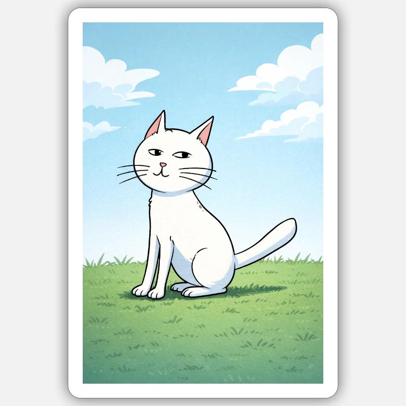 Weiße Katze mit frechen Blick Sticker Größe S (10 x 10 cm)