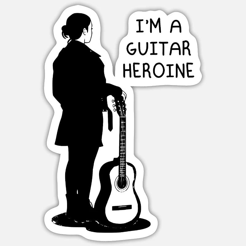 Ich bin eine Gitarrenheldin - Sticker Größe S (10 x 10 cm) - Mattweiß