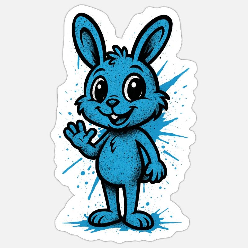 Blue Splash Bunny Graphic - Sticker size S (10 x 10 cm) - white matte