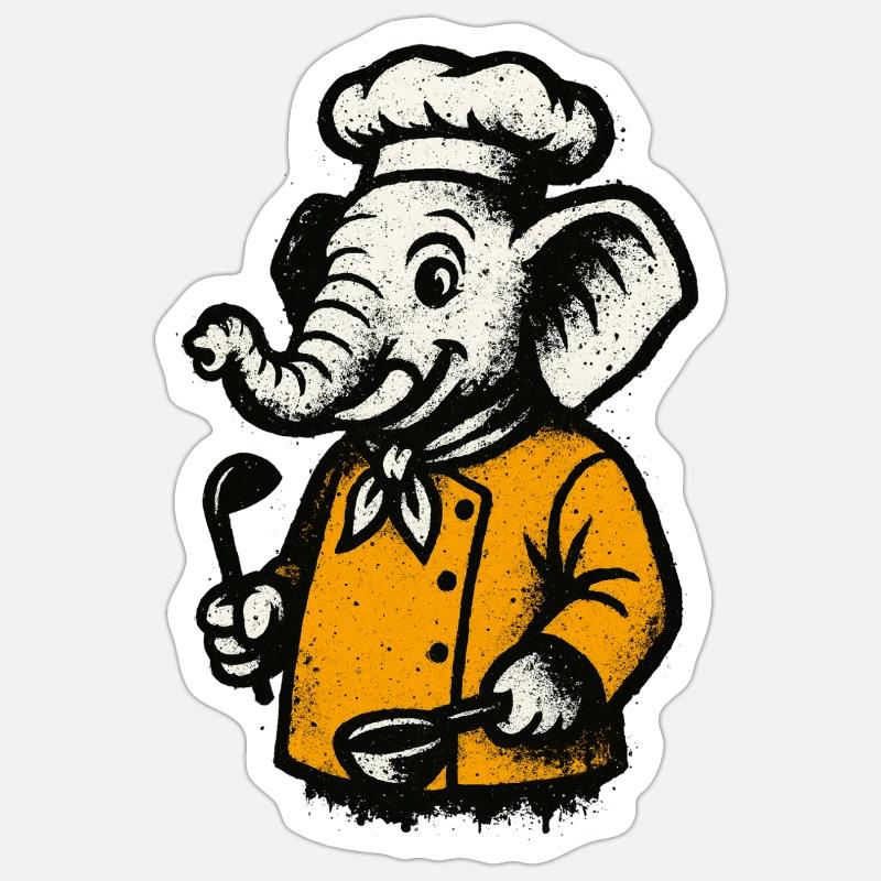 Cooking Elephant Chef Sticker size S (10 x 10 cm)