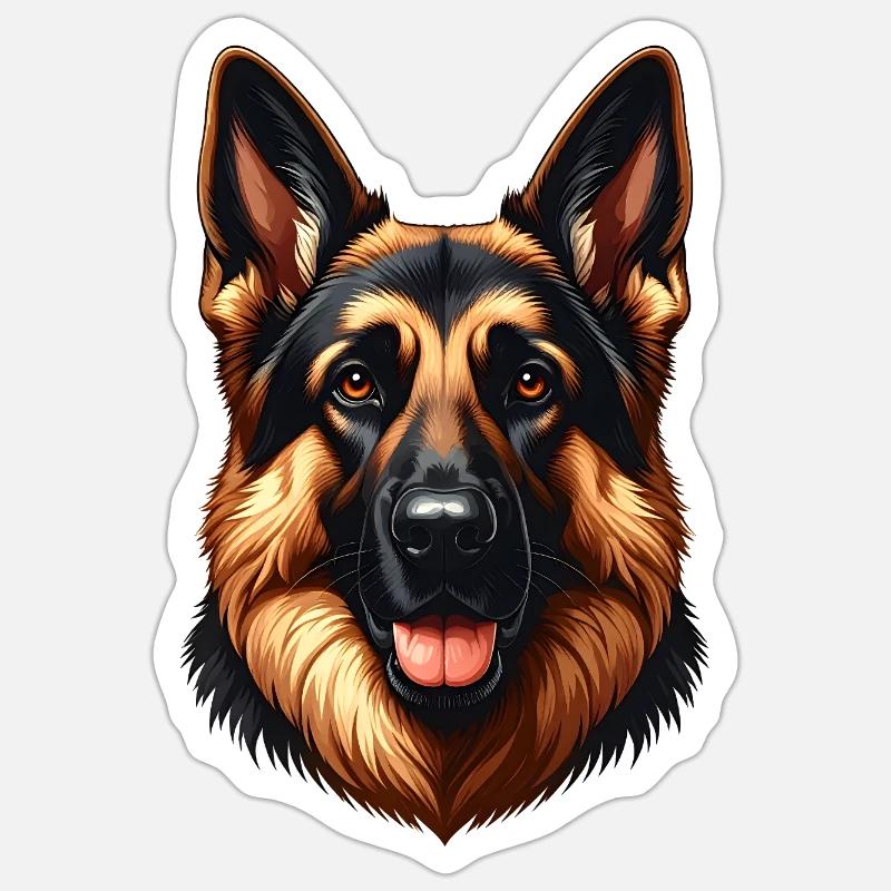 Deutscher Schäferhund - Sticker Größe S (10 x 10 cm) - Mattweiß