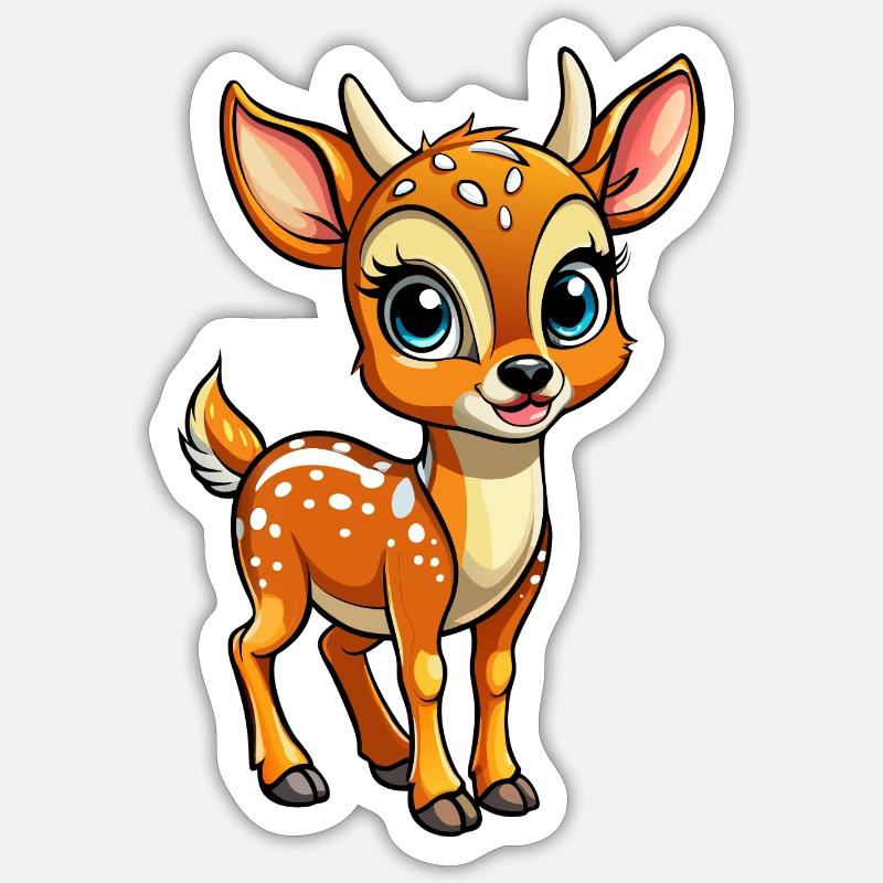 Bébé cerf - Sticker taille S (10 x 10 cm) - blanc mat